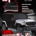MZS Cab Cover Compatible with Wrangler JK JL 2 Door 2007-2026, 600D Waterproof Wrangler Cover with Mirror Pocket 6 Gust Hook Car Half Cover Windproof Sun Snow Rain Scratch Protection