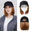 Hat Wigs for Women Baseball Cap with Hair Extensions Short Straight Bob Hairstyle Caps with Hair Attached Adjustable Baseball Cap Wig for Daily Party(12inch)
