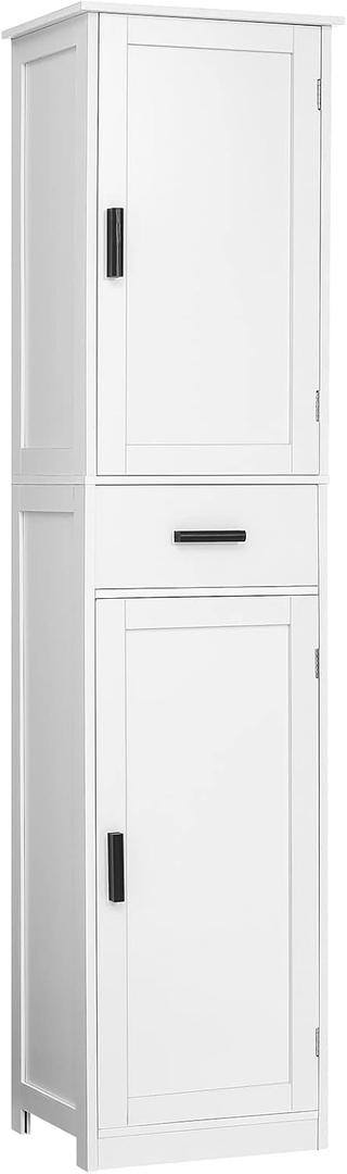 Usikey 67'' Tall Bathroom Cabinet, Storage Cabinet with 4 Shelves & 2 Doors, Narrow Storage Cabinets for Bathroom, Living Room, Home Office, White