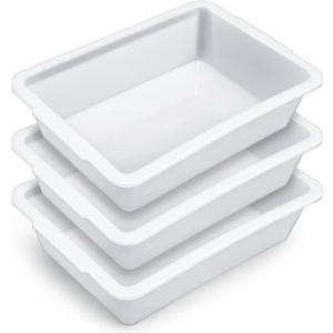 Remerry 3 Pack Polypropylene Containment Tray 15" L x 10.8" W x 4" H Rectangular Lab Tray for Sterilizing and Drying Laboratory Supplies, Durable and Temperature Resistant Plastic