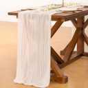 Socomi Ivory White Cheesecloth Table Runner Summer Boho Rustic Gauze 120 inch 10FT Cheese Cloth Sheer Runner for Wedding Party Baby Shower Birthday Home Decor Holiday Decorations