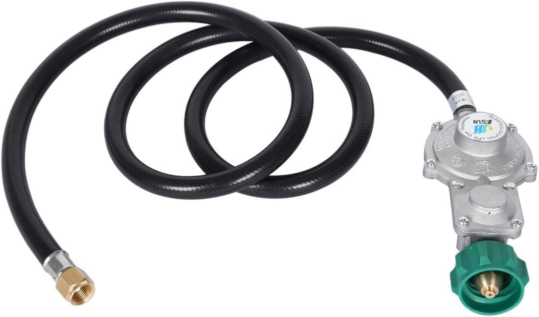 GasSaf 5FT Two Stage Propane Regulator with Hose for Dual Fuel Generator, RV Appliance,Gas Stove and More