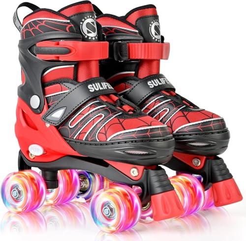 SULIFEEL Adjustable Kids Roller Skates for Boys Adjustable Light up Wheels, Best Children Gift for Beginners Indoor Outdoor Sports  S, 28-31
