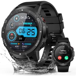 Smart Watch for Men, Work Fitness Watch with Step Tracker, IP68 Waterproof, Bluetooth Call for Android iOS, 24/7 Sleep Monitor, 110 Sports Modes (Black, 1.39)