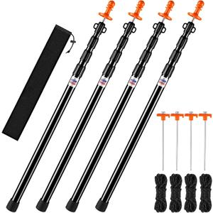 4 Pack Adjustable Tarp Poles, Telescoping Aluminum Tent Poles for Canopy