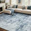 9x12 Ft Extra Large Washable Area Rugs for Living Room, Soft Non-Slip Modern Abstract Pattern Carpet for Bedroom Indoor Floor Nursery Home Decor (Blue)