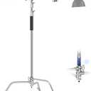 Neewer Heavy Duty Light Stand, Metal 11.15ft/3.4m Adjustable Photography Tripod C Stand with Boom Arm Built in Spring Cushion 1/4" Screw for Studio LED Light, DSLR Camera, Max Load: 22lb/10kg, Black