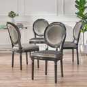 Christopher Knight Home Faithe Contemporary Velvet Dining Chairs (Set of 4), Gray, Gloss Black