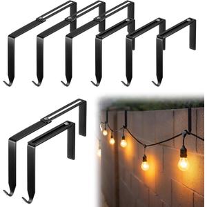 Frienda 6 Pcs Adjustable Outdoor Light String Metal Hooks for 3.2-6 Inch Concrete Wall Cinder Block Fences Hangers Outdoor Light String Hooks No Drill for Concrete Wall Cinder Block and Fence(Black)