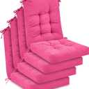 Juexica 4 Sets Outdoor Patio Chair Cushions Seat High Back Tufted Pillow Replacement Rocking Chair Cushions Pads for Patio Summer Seasonal Indoor Home Office(17 x 17 Inch,Pink)