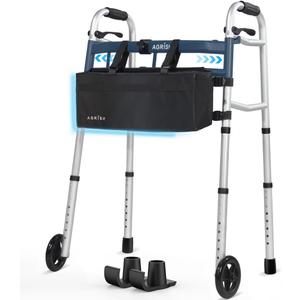 Agrish Narrow Walkers with Storage Bag - FSA/HSA Eligible Width Height Adjustable Walker, Lightweight Folding Walkers for Seniors Handicapped & Disabled, Up to 350 lbs