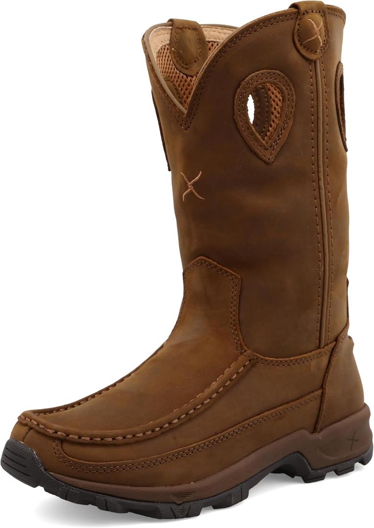 Twisted X Women's 10" Pull On Hiker Boot, Moc Toe, Distressed Saddle, 7.5 M