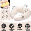 Ergonomic U-Shape Gaming & Lap Pillow - Crochet Pillow & Reading Support Pillow with Arm Relief, Comfort for Gamers, Crafters & Book Lovers (Beige)