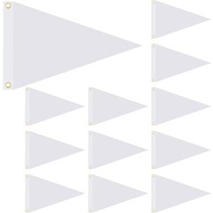 Oudain 12 Pieces Nylon Pennants Flags Blank Flags 12 x 18 Inch Outdoor Pennants for Boats Sailing Outdoor Home Indoor Gyms Businesses Party Decorations (White)