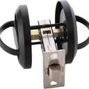 LEICHI Black Stainless Steel Door Knobs Ring Hidden Recessed Cup DoorKnob Furniture Pulls Flat Door Handles Furnture Door Lock, Door Lock, Home Entry Door Handles Lock with Black Chicago Screws, 1 Set