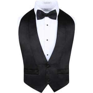 S.H. Churchill & Co. Men's Satin Backless Vest & Bow Tie Set Black Size 2XL (Adjustable)