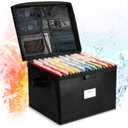 File Box Fireproof Document Box with Lock, 10 Hanging File Folders and 30 File Folder Letter Size, Document Safe File Storage Organizer Box for Next of Kin Estate Planing Organizer End of Life Planner