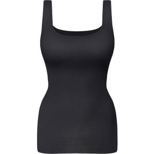 KIKIMINK Womens Shapewear Tank Top Tummy Control - Seamless Compression Tanks for Women - Slimming Body Shaper Undershirt (Black, L)