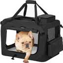 Feandrea 24 Inches Collapsible Soft Dog Crate, Portable Travel Dog Crate for Indoor and Outdoor Use, Dog Carrier Kennel with Safety Zippers, for Living Room, Car, Travelling, Camping, Black UPDC60H