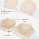 Strapless Bra Non-Slip No Underwire Padded Bandeau Multiway Smoothing Bras Convertible Straps (32D, White)