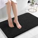 OLANLY Bathroom Rugs 24x16, Extra Soft Absorbent Chenille Bath Rugs, Rubber Backing Quick Dry, Machine Washable Bath Mats for Bathroom Floor, Tub and Shower, Home Decor Accessories, Black