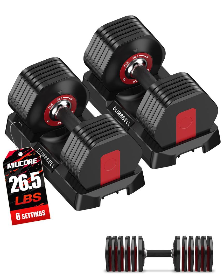 26.5LBS Adjustable Dumbbell with Non-Slip Handle for Home Gym