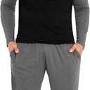 Mens Pajama Set, Soft Long Sleeve Loungewear for Men & Teens (Large, Black/Charcoal)