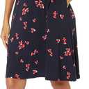 Amazon Essentials Women's Short Sleeve Faux-Wrap Dress (XX-Large, Navy Red Flowers)