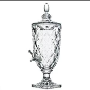 Outdoor Glass Beverage Dispenser, 3 Liter Crystal Beverage Dispenser, Glass Bottle Juice Can with Faucet, Glass Bottle Beverage Tank-A