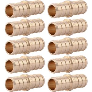SharkBite 1/2 Inch Crimp Coupling, Pack of 10, Brass Plumbing Fitting, PEX Pipe, PE-RT, UC008LFA10