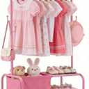 Kids Clothing Rack-Portable Kids Clothing Rack with Storage Shelf - Toddler Garment Organizer for Baby Clothes, Dance Costumes, Girls Gift Ideas (Pink)