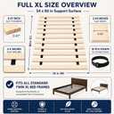 Twin XL to Full XL Bed Frame Converter with 10 Straps, 54 x 80 Inch Foldable Wood Bunkie Board, Heavy Duty Wooden Bed Slats Extension for Mattress Support, Dorm Bed Upgrade & Extra Sleeping Space