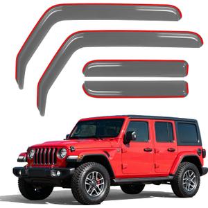 in-Channel Window Rain Guards for 2018-2025 Jeep Wrangler JL4-Door/Unlimited& 2020-2025 Jeep Gladiator, Window Deflectors Window Visors for 2025 Jeep Wrangler JL Accessories, 4 pcs
