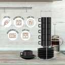 Houseables Espresso Cup Set, Espresso Cups Stackable, Expresso, Demitasse, with Saucers, Stand, Spoons, Coffee Mugs, Juego De Tazas Para Cafe, Porcelain, Stacking, 19 Pieces, Set of 6, 2.5 oz, Black