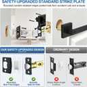 Plustool 1 Pack Matte Black Door Handles, Keyless Interior Door Knobs, Privacy Door Lever Locksets for Bedroom Bathroom, Heavy Duty Square Door Lock, Reversible for Left&Right Handled Doors