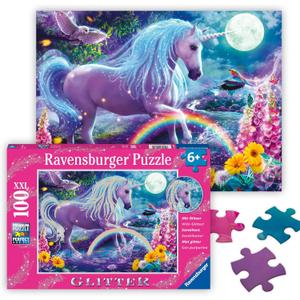 Ravensburger - Glitter Unicorn - 100 Piece Jigsaw Puzzle - Exciting, Colorful Scene of a Glittery, Magical Unicorn - Birds & More - Premium Quality - Ideal Gift - Screen-Free Fun - Children Age 6+