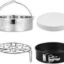Steamer Basket, Egg Rack Holder, 7" Non-stick Springform Cake Pan, 50 Pcs Cake Paper for Instant Pot Accessories, Vegetable Food Steamer Rack. Fit Pot 5,6,8 qt Pressure