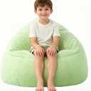 Bean Bag Chair Memory Foam Filled Kids Chairs Toddler Soft Sherpa Beanbag Chair Couch for Girls and Boys Adult Pets Dogs/Cats Lazy Beds S Light Green