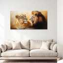 CCWACPP Lion and Lioness Wall Art Wild Animal Paintings Picture Lion Couple Canvas Prints for Office Bedroom Dining Room Living Room Home Decor Framed (12.00" x 24.00")