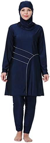 Plus Size Muslim Swimsuits for Women Rash Guard Swimwear Top Pants with Hijab/Cap, 3XL