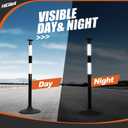 HiGiant 2 Pack 34 Inches Traffic Delineator Posts with Weighted Rubber Base, Portable Black Safety Posts Cones with Reflective Collars and 5 Ft Plastic Chains for Parking Lot, Construction Work