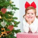 24 Pieces Valentine's Heart Glass Ornaments Set Spun Hanging Ornaments Heart Shaped Valentines Day Tree Decor Transparent Decoration for Holiday Party(Clear, Red)