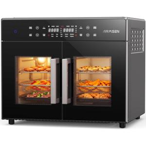 AIRMSEN French Door Dual Zone Air Fryer Toaster Oven Combo, 32QT Capacity, XL