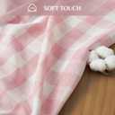Softalker Pink Gingham Tablecloth Rectangle, Outdoor Linen Cotton Checkered Table Cloth with Tassel, Heavy Duty Wrinkle Free Buffalo Plaid Table Cover for Kitchen Dining Home Party - 55 x 102 Inch