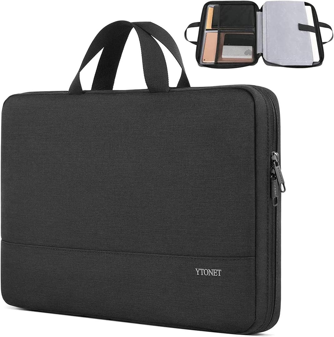 Ytonet Laptop Sleeve Case 17 17.3 Inch, Water Resistant Laptop Cover TSA Travel Business Computer Carrying Bag with Handle, Compatible with MacBook Pro HP Dell Lenovo Asus Chromebook Notebooks, Black