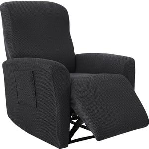 FUANGUI Recliner Chair Covers 4-Pieces Small Recliner Cover for Recliner Chair, Non Slip Covers Washable Lazy Boy Recliner Slipcovers/Furniture Protector for Kids, Dog, Living Room, 01