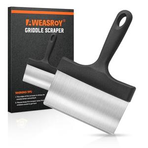 Heavy Duty Grill Scraper Stainless Steel Griddle Scraper with 5" Handle,Sturdy Food Scraper Tool Kitchen for Blackstone Grill Accessories,Outdoor Barbecue Turners Tools