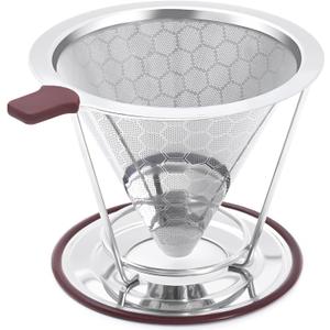 Pour Over Coffee Dripper, MISETTO Stainless Steel Filter,Easy to Clean Paperless pour over coffee maker,Reusable Filter,Cone Dripper with Removable Cup