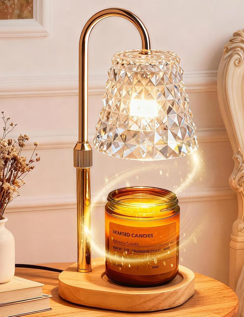 Candle Warmer Lamp with Timer Dimmable Candle Warmer Birthday Gifts for Women Mom Sister, House Warming Gifts New Home Room Decor, Height Adjustable Wax Melts Warmer for Jar Candles (Large, Diamond)
