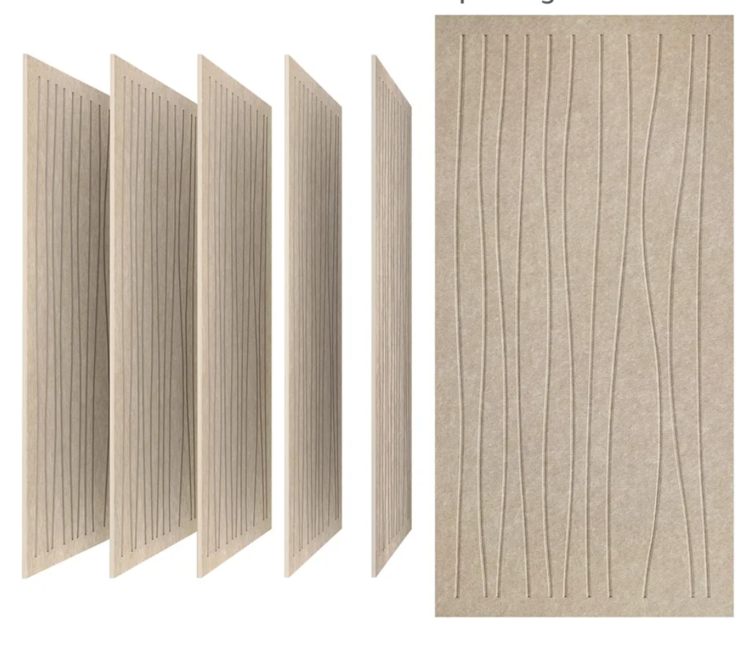 UMIACOUSTICS 6 PCS Sound Proof Panels,47.2 x 23.6 Inches Sound Absorbing Panels,Decorative Acoustic Panels in Art Curve Shaped Light Tan Color
